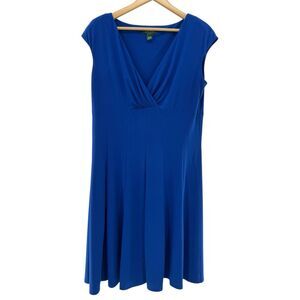 LAUREN RALPH LAUREN‎ Shift Dress Plus Size 16 Empire Waist Sleeveless Royal Blue